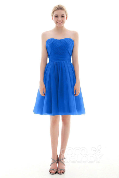 A-Line Short-Mini Tulle Bridesmaid Dress COLM16001