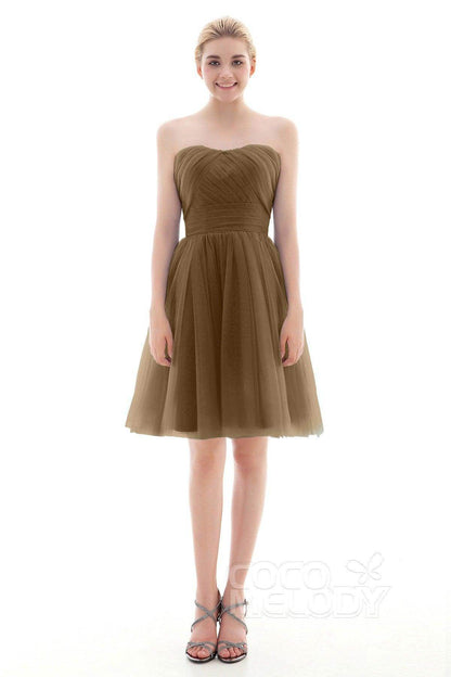 A-Line Short-Mini Tulle Bridesmaid Dress COLM16001