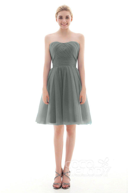 A-Line Short-Mini Tulle Bridesmaid Dress COLM16001