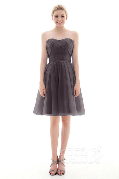 A-Line Short-Mini Tulle Bridesmaid Dress COLM16001