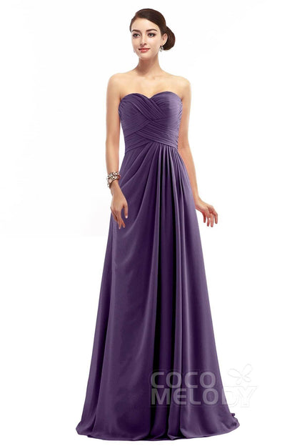 Sheath Floor Length Chiffon Bridesmaid Dress COZF1401D