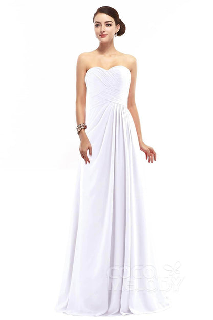 Sheath Floor Length Chiffon Bridesmaid Dress COZF1401D
