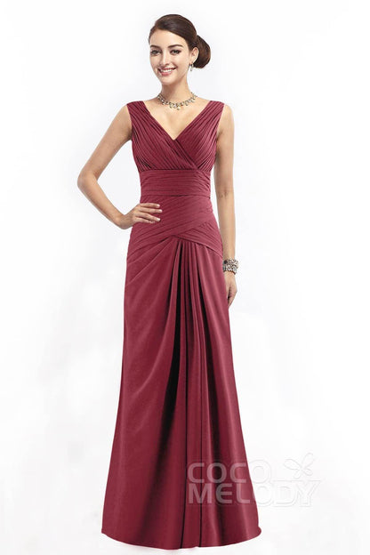 Sheath Floor Length Chiffon Bridesmaid Dress COZF1401E