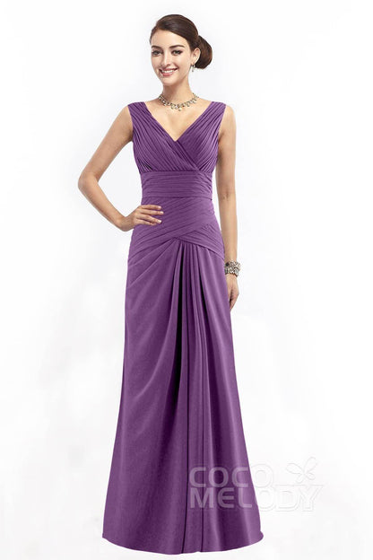 Sheath Floor Length Chiffon Bridesmaid Dress COZF1401E