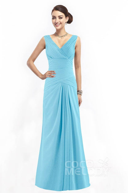 Sheath Floor Length Chiffon Bridesmaid Dress COZF1401E