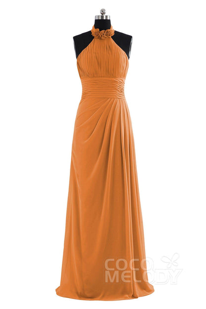 Sheath Floor Length Chiffon Bridesmaid Dress COZF14020