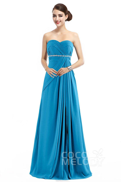 Sheath Floor Length Chiffon Bridesmaid Dress COZF14022
