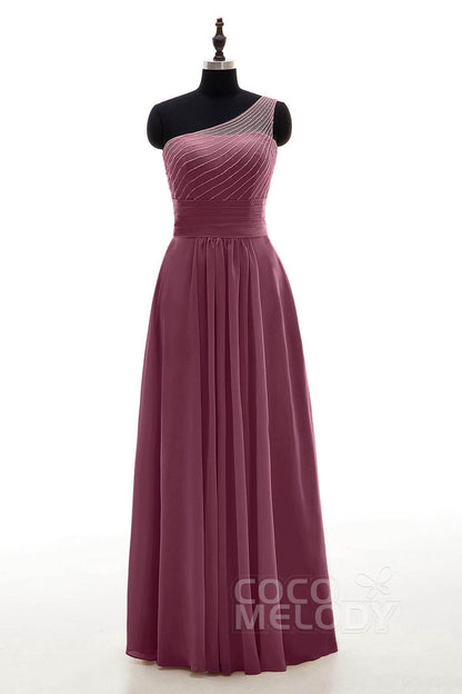 Sheath Floor Length Chiffon Bridesmaid Dress COZF1409A