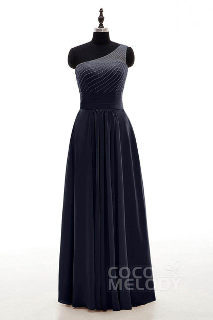 Sheath Floor Length Chiffon Bridesmaid Dress COZF1409A