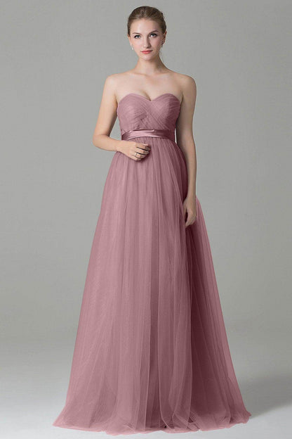 Sheath-Column Floor Length Tulle Bridesmaid Dress COZF1500B