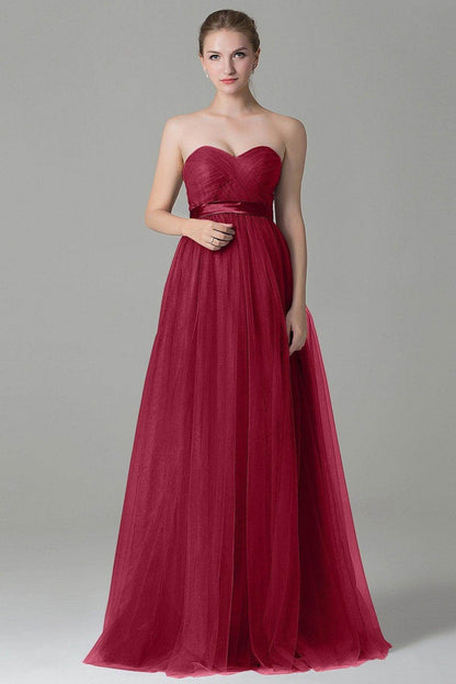 Sheath-Column Floor Length Tulle Bridesmaid Dress COZF1500B