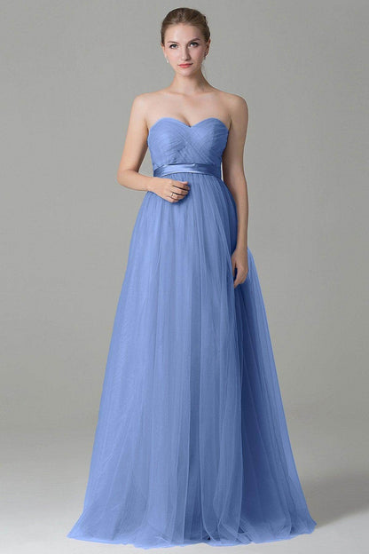 Sheath-Column Floor Length Tulle Bridesmaid Dress COZF1500B