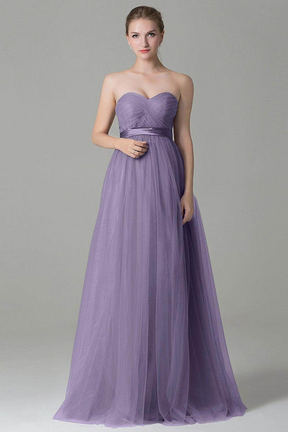 Sheath-Column Floor Length Tulle Bridesmaid Dress COZF1500B