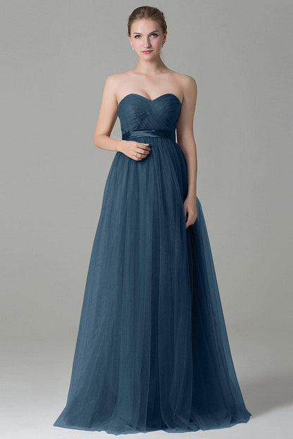 Sheath-Column Floor Length Tulle Bridesmaid Dress COZF1500B