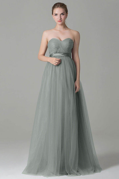 Sheath-Column Floor Length Tulle Bridesmaid Dress COZF1500B