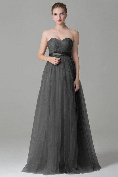 Sheath-Column Floor Length Tulle Bridesmaid Dress COZF1500B