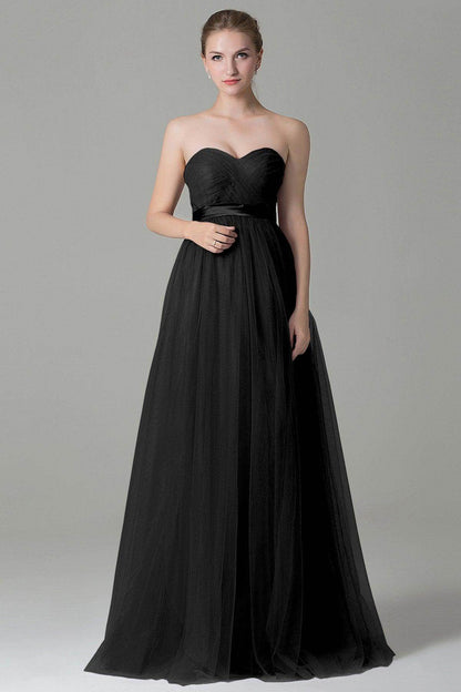 Sheath-Column Floor Length Tulle Bridesmaid Dress COZF1500B