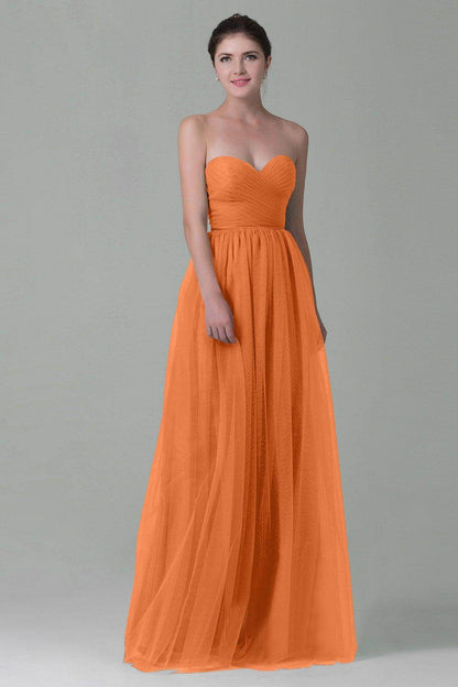 Sheath-Column Floor Length Tulle Bridesmaid Dress COZF1500E
