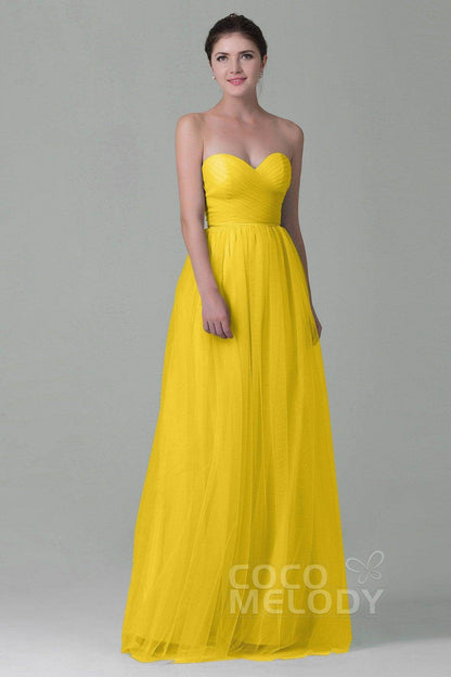 Sheath-Column Floor Length Tulle Bridesmaid Dress COZF1500E