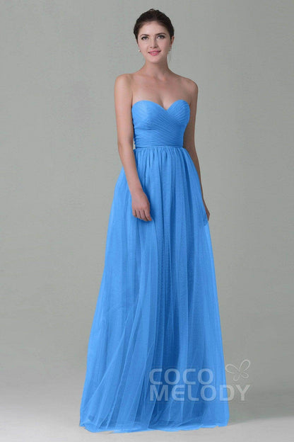 Sheath-Column Floor Length Tulle Bridesmaid Dress COZF1500E