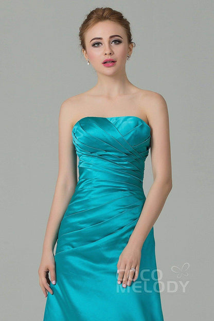 Sheath-Column Sweep Train Satin Bridesmaid Dress COZF15010