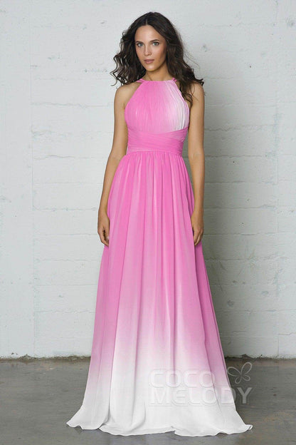 Sheath-Column Floor Length Chiffon Ombre Dress COZF17008