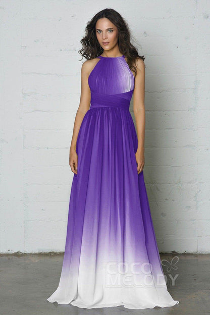 Sheath-Column Floor Length Chiffon Ombre Dress COZF17008
