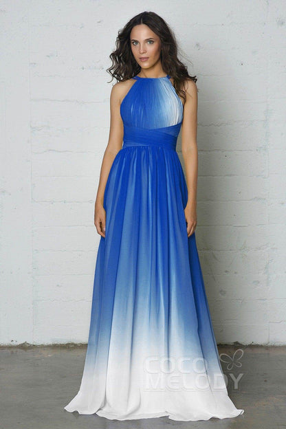 Sheath-Column Floor Length Chiffon Ombre Dress COZF17008