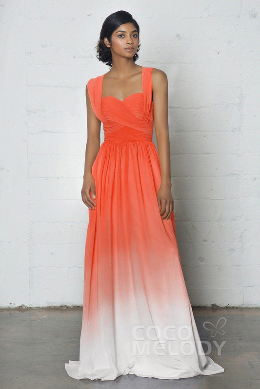 Sheath-Column Floor Length Chiffon Ombre Dress COZF17011