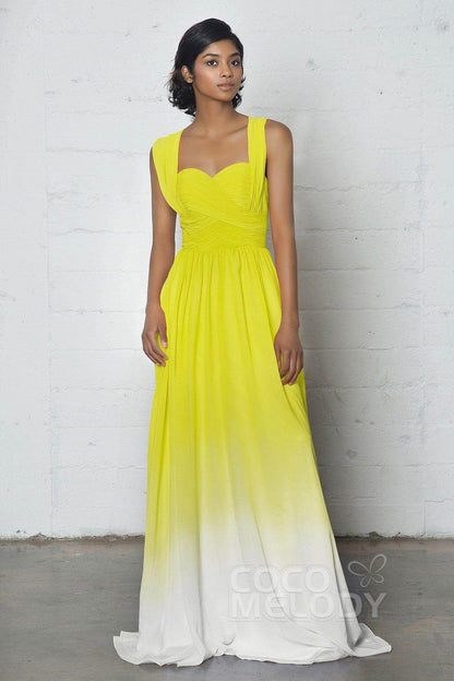 Sheath-Column Floor Length Chiffon Ombre Dress COZF17011