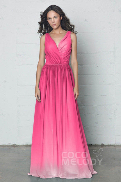 Sheath-Column Floor Length Chiffon Ombre Dress COZF17014