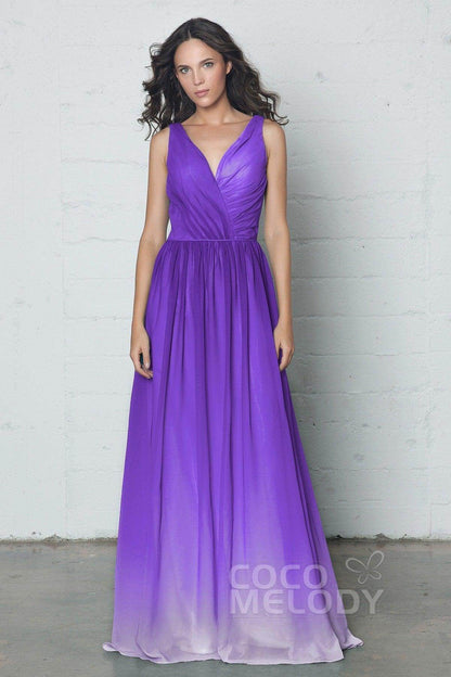 Sheath-Column Floor Length Chiffon Ombre Dress COZF17014