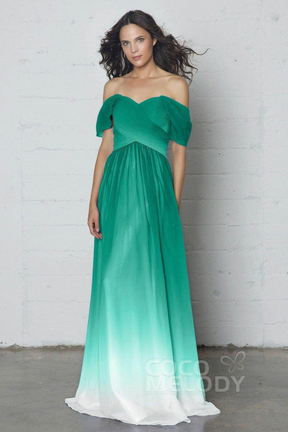 Sheath-Column Floor Length Ombre Chiffon Dress COZF17015
