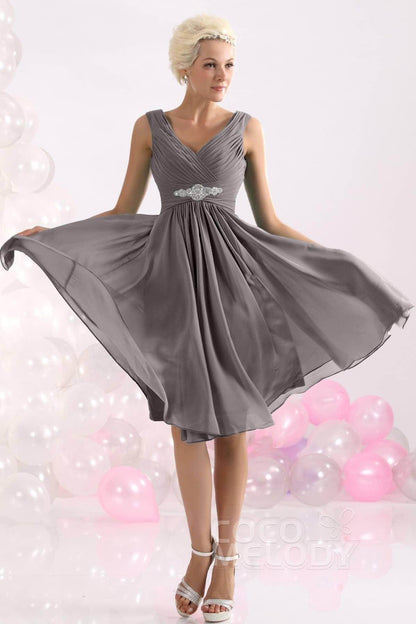 A-Line Knee Length Chiffon Bridesmaids Dress COZK1302A