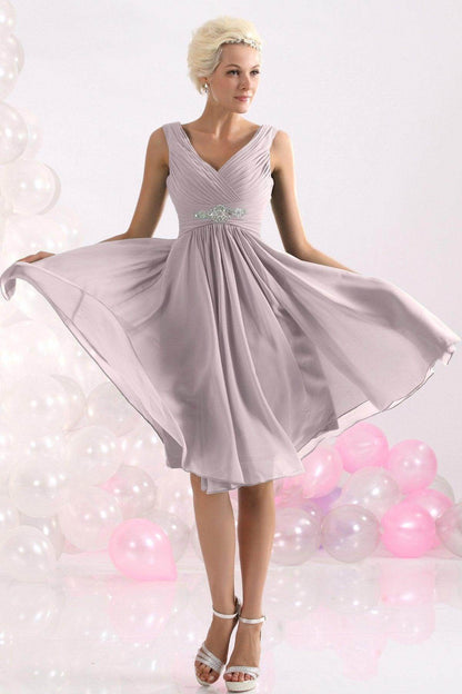A-Line Knee Length Chiffon Bridesmaids Dress COZK1302A