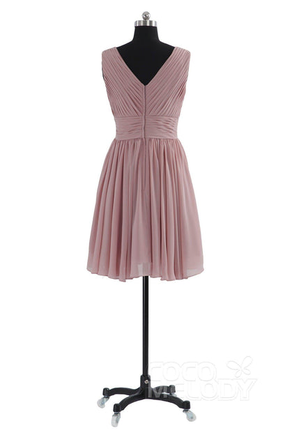 A-Line Short Mini Chiffon Bridesmaid Dress COZK14019