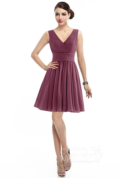 A-Line Short Mini Chiffon Bridesmaid Dress COZK14019