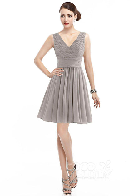 A-Line Short Mini Chiffon Bridesmaid Dress COZK14019