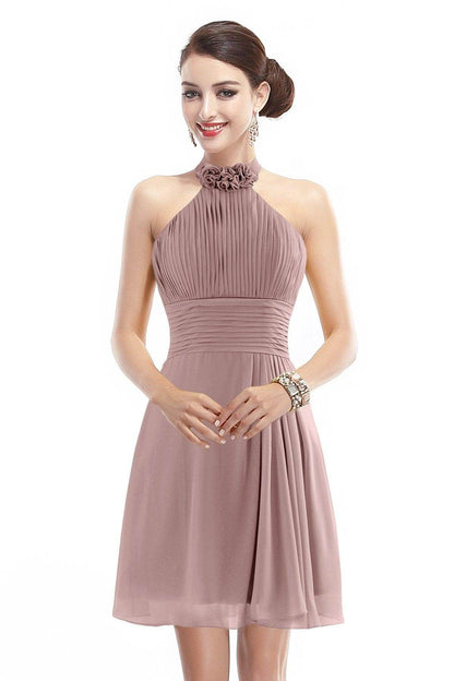A-Line Short-Mini Chiffon Bridesmaid Dress COZK1401B
