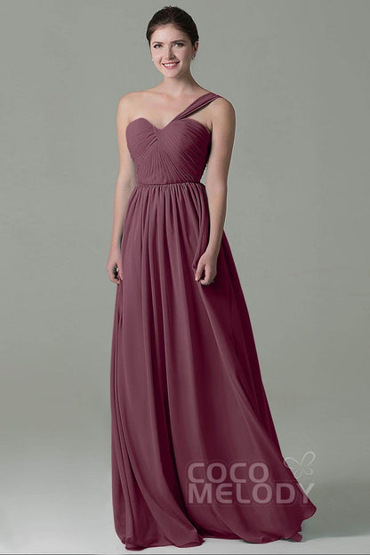 Sheath Floor Length Chiffon Bridesmaid Dress COZK15009