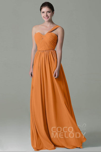 Sheath Floor Length Chiffon Bridesmaid Dress COZK15009