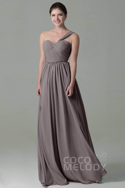 Sheath Floor Length Chiffon Bridesmaid Dress COZK15009