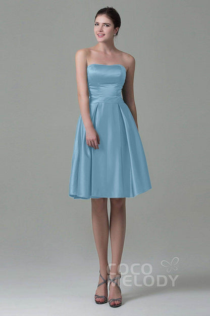 A-Line Knee Length Satin Bridesmaid Dress COZK1500A