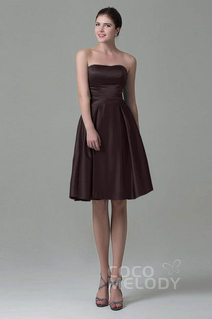 A-Line Knee Length Satin Bridesmaid Dress COZK1500A