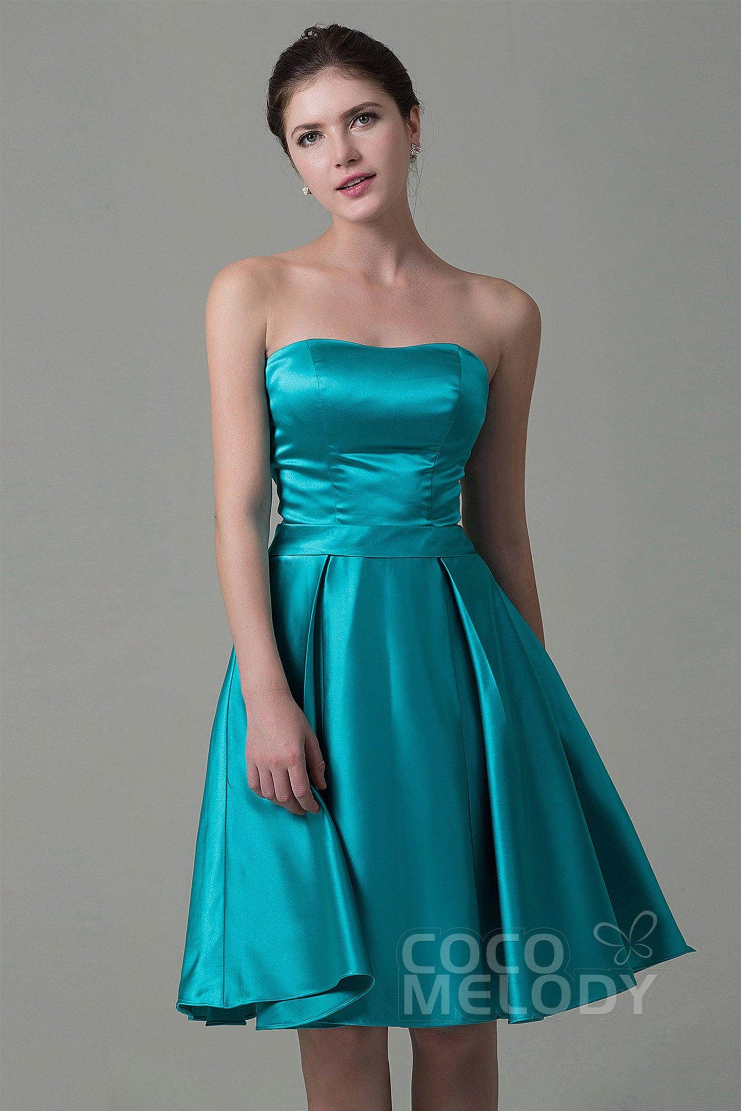 A-Line Knee Length Satin Bridesmaid Dress COZK1500A
