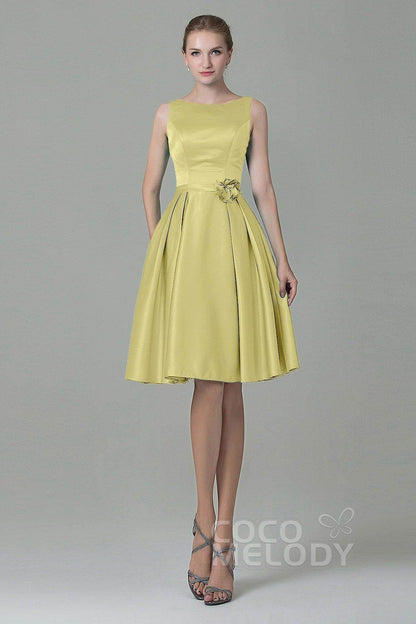 A-Line Knee Length Satin Bridesmaid Dress COZK1500B