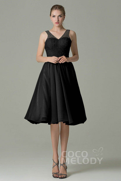 A-Line Knee Length Lace Short Bridesmaid Dress COZK16001