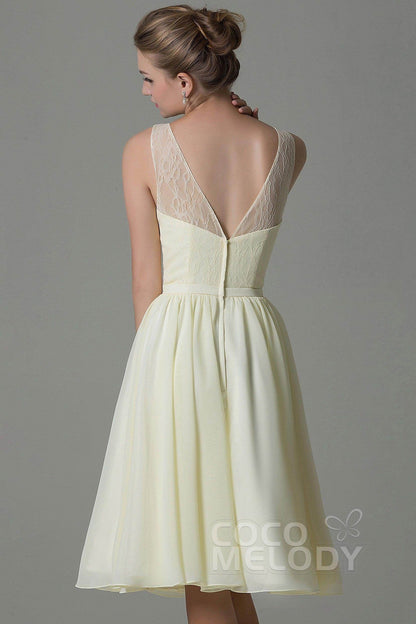 A-Line Knee Length Lace Short Bridesmaid Dress COZK16001