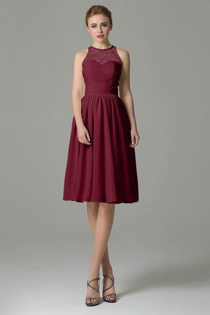 A-Line Knee Length Lace Short Bridesmaid Dress COZK16003