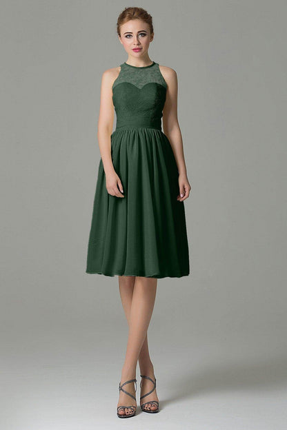 A-Line Knee Length Lace Short Bridesmaid Dress COZK16003